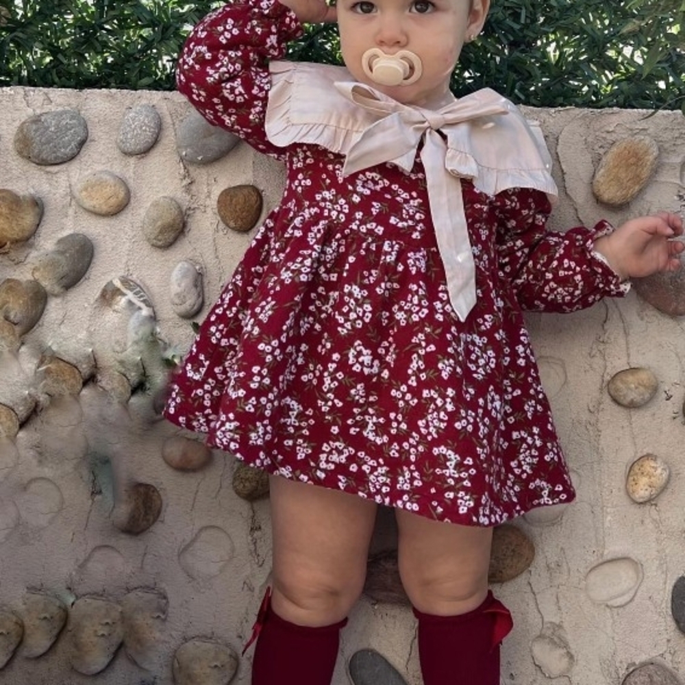 Floral Burgundy Kids Formal Dress